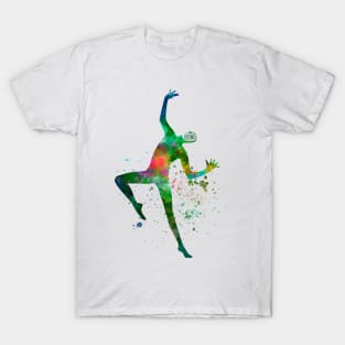 performer mime with mask dancing dancer silhouette in watercolor T-Shirt